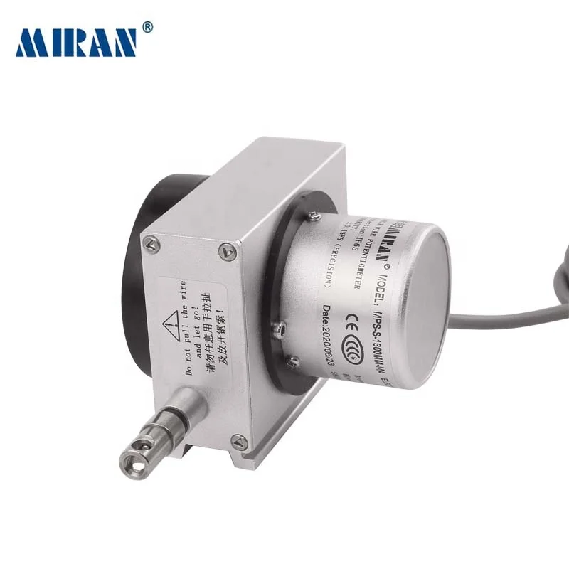 MIRAN Draw Wire Sensor MPS-S-R High Precision 100-1250mm Wire Rope Encoder for Displacement Measuring