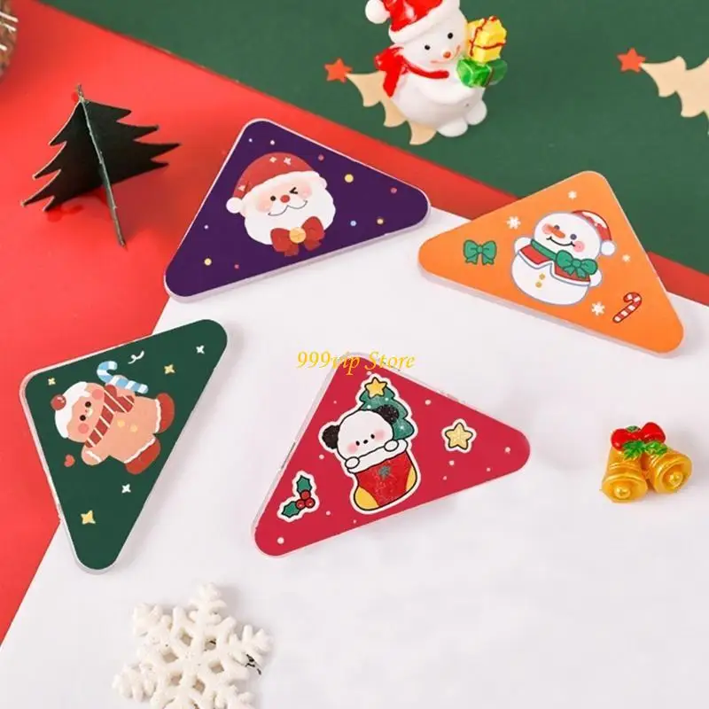 C90C 10Pcs Christmas Corner Paper Clips Triangular Book Page Corner Clips for Student