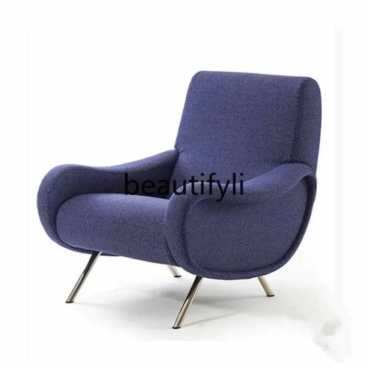 

Light luxury sofa chair casual single blue fabric modern simple armchair single chair