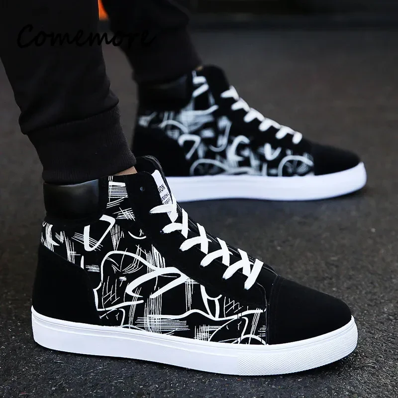 High Top Canvas Shoes for Men Fashion Platform Sneakers 2024 Spring Winter Male Casual Vulcanized Shoes Student Tenis Masculino