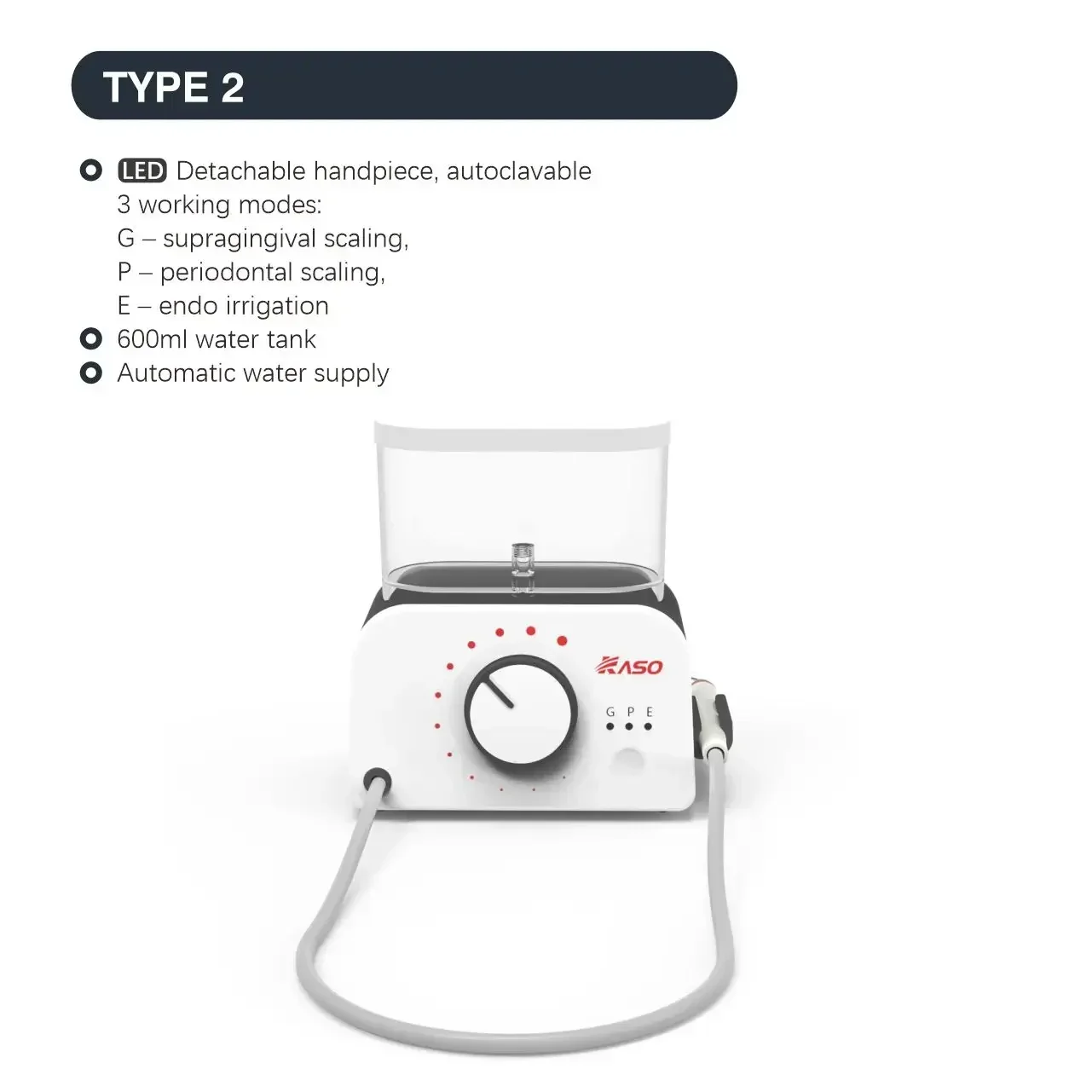 Dental Ultrasonic Scaler Comes With a Removable LED Tip, Water Bottle for Endo, Perio, Teeth Cleaning, EMS Compatible Design