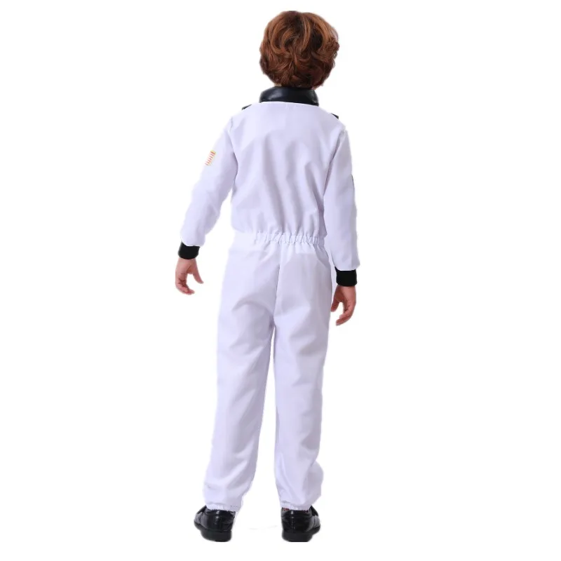 Adorable Children\'s Astronaut Costume with Cartoon Print Halloween Role Play Space Costume Bodysuit Kids Performance Gift