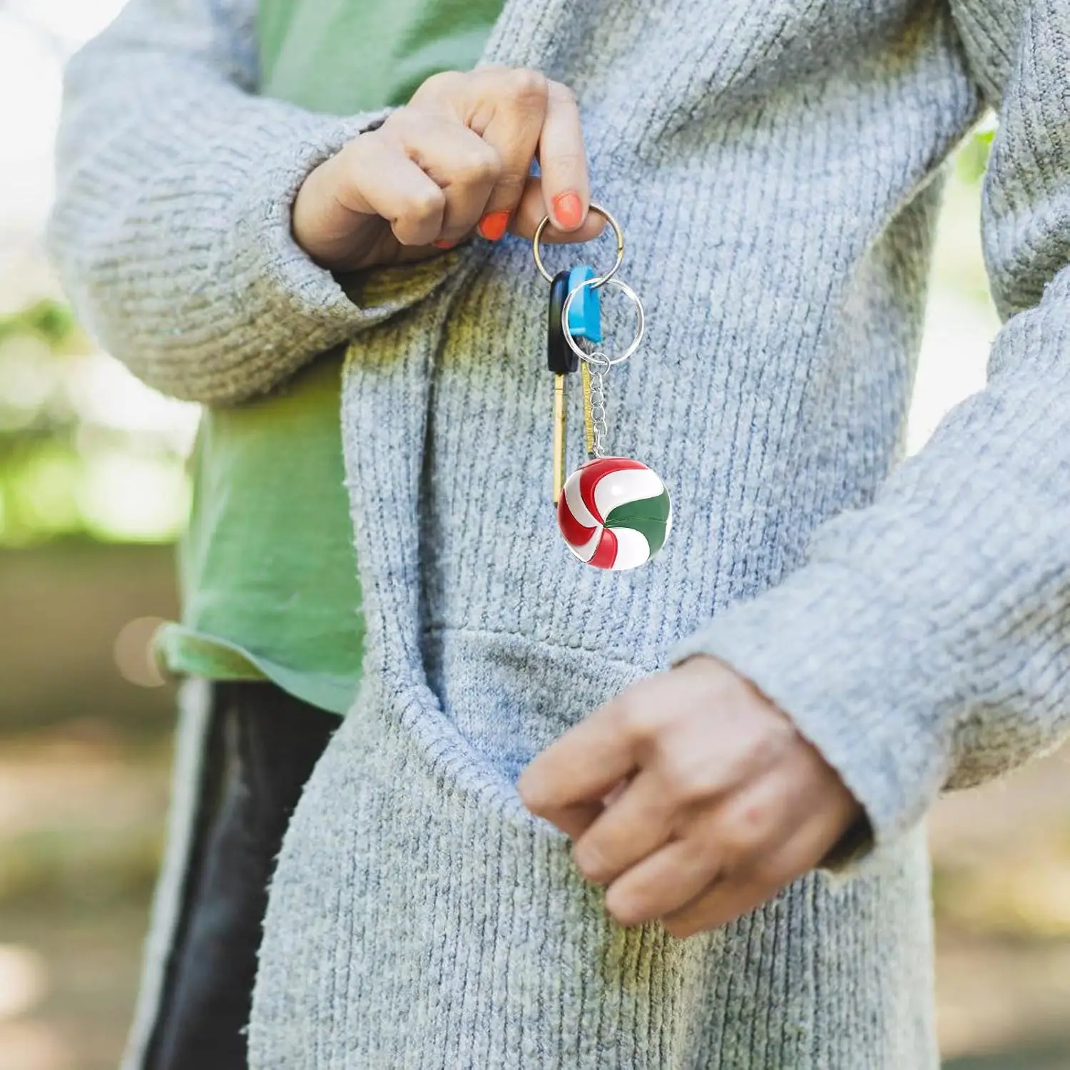 3-teiliger Schlüsselanhänger mit Volleyball-Anhänger, Sport-Gedenkparty-Geschenke, mehrfarbiges Mini-Taschenzubehör.
