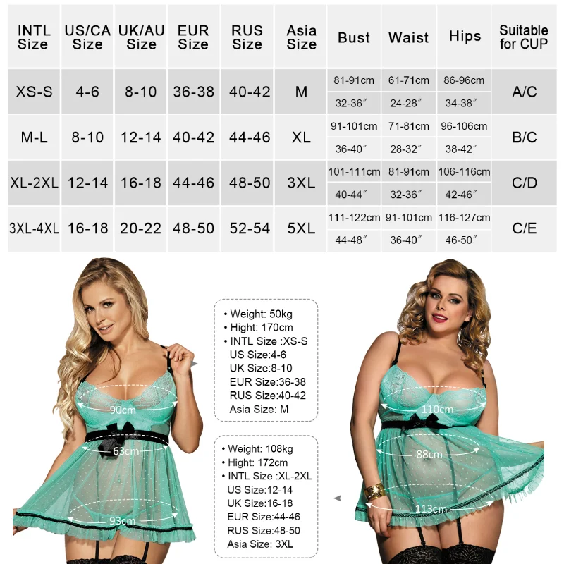 Ohyeahlady Lace Suspender Nightdress Mini See Through Lingerie Sexy Nightgown Babydoll Plus Size Underwire Garter Sleepwear Set