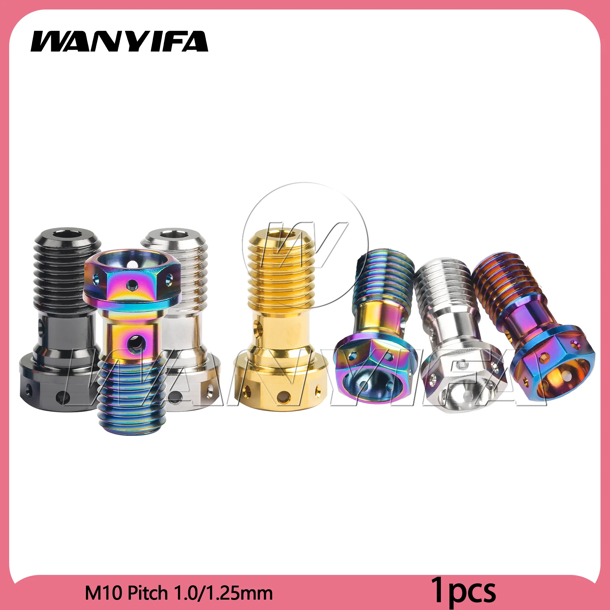 

Wanyifa Titanium Bolt M10 Pitch 1.0/1.25mm Flange Single Hole Banjo Screws for Motorcycle Brembo Brake Dual Line Bolts