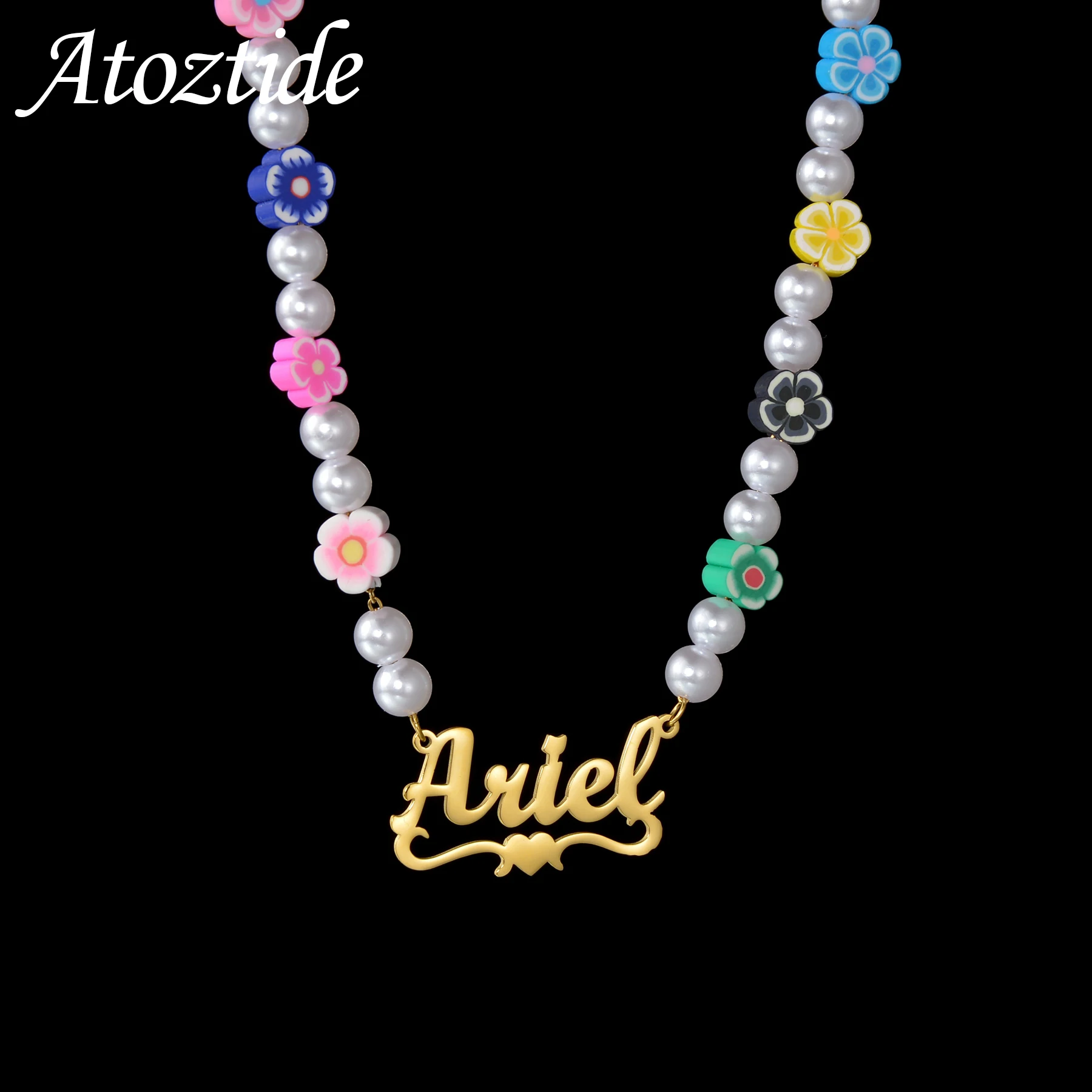 Collier personnalisé avec nom en acier inoxydable pour femmes, pendentif à fleurs colorées, chaîne ras du cou, bijoux cadeau, nouvelle collection 2022