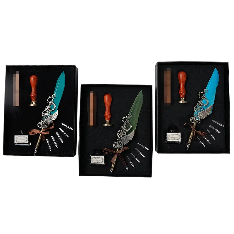 

Креативный винтажный набор механических перьевых ручек, держатель для ручек, сургучная ручка, бизнес-подарок, перьевая ручка, чернила, канцелярские принадлежности