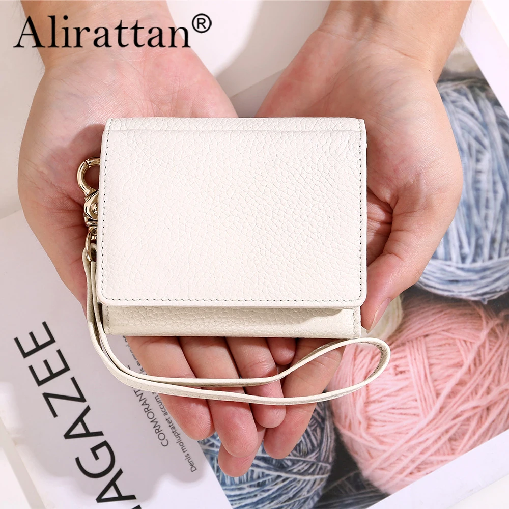 

Alirattan 2024 New Wallet for Women Short and Multi functional Head Layer Leather Coin Bag Change and Key Bag