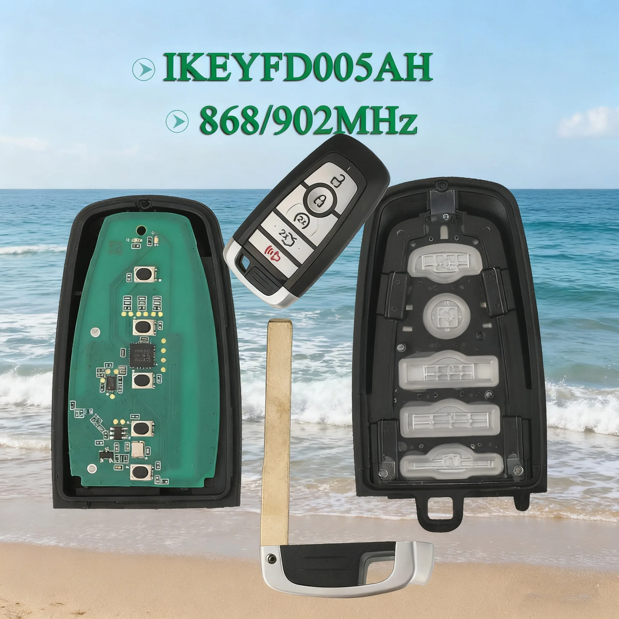 

jingyuqin IKEYFD005AH 5 Buttons 868/902MHz Universal Smart Key For Ford Autel Smart Key For KM100 IM508 IM608 KM100E