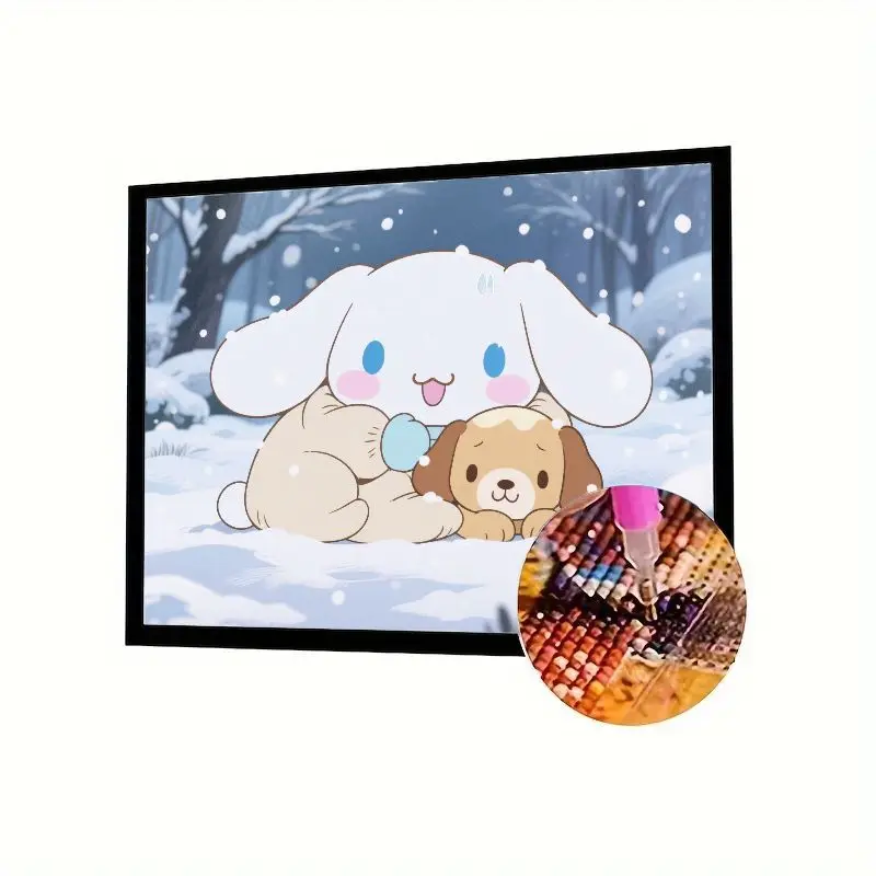 

1PC Sanrio Cinnamoroll & Puppy Cozy Winter Scene 5D Full Drill Diamond Painting Kit - Cute Cartoon Rhinestone Embroidery DIY Cro