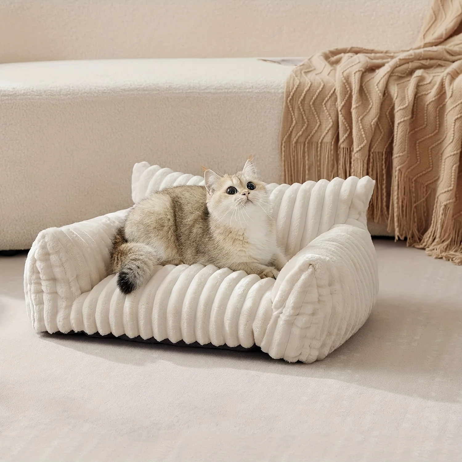 Warm Comfort Cat Sofa Deep Sleep Cat Bed Pet Basket Kitten House Small Dogs Sofa Cute Soft Cushion For Medium Cats Bed