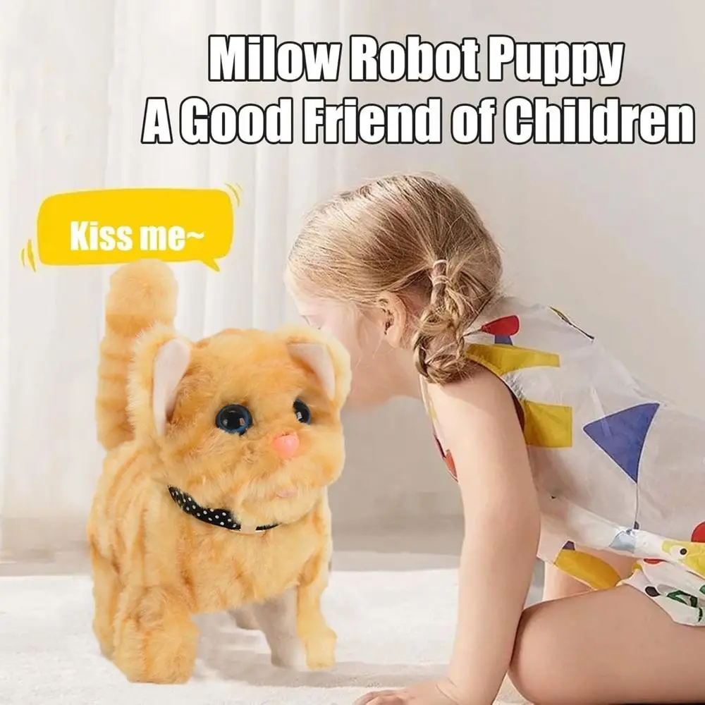 لعبة قطة تفاعلية من القطيفة مع صوت للمشي وذيل المشي الروبوت المشي للقطط من القطيفة الناعمة للمس