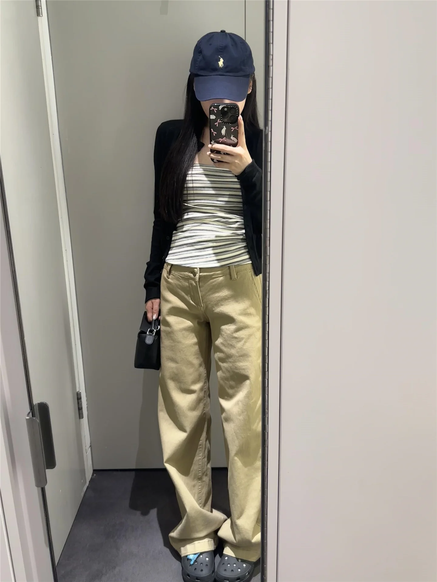 

Khaki Low Waist Jeans Women's Spring Versatile Loose Slimming Tall Extended Narrow Straight Leg Wide Leg Pants