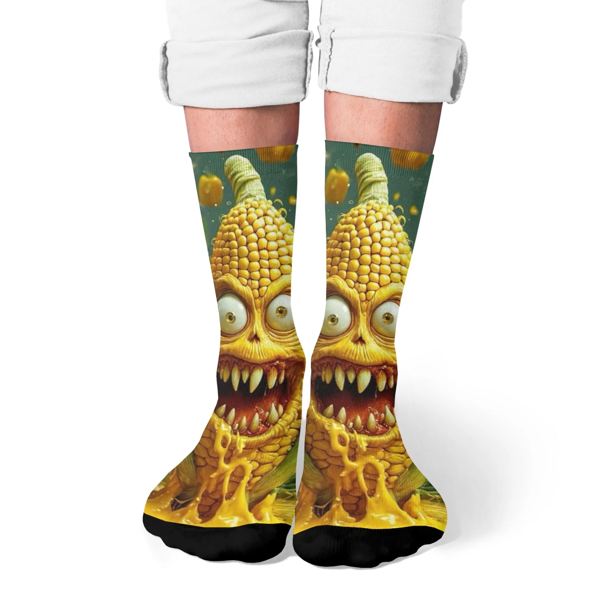 

Crazy Corn Monster Novelty Men's Socks Street Hip Hop Funny Happy Socks Harajuku Retro Fashion Casual Sports Socks Party Gift