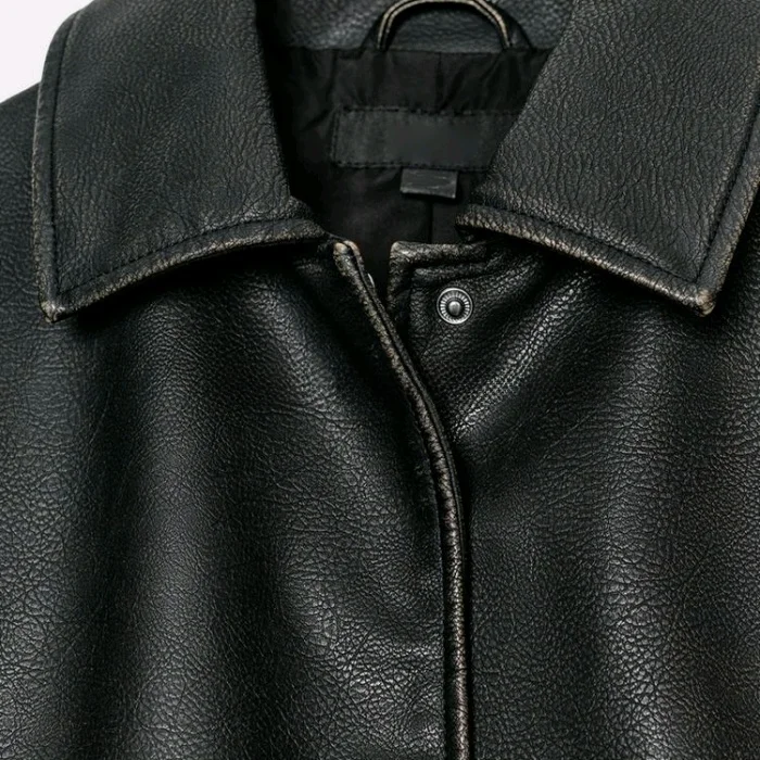جديد الخريف المرأة دراجة نارية Sle ort Jaet ملابس خارجية طويلة Sve بولي Leather الجلود محاكاة غطاء طوق سستة إغلاق Casu...
