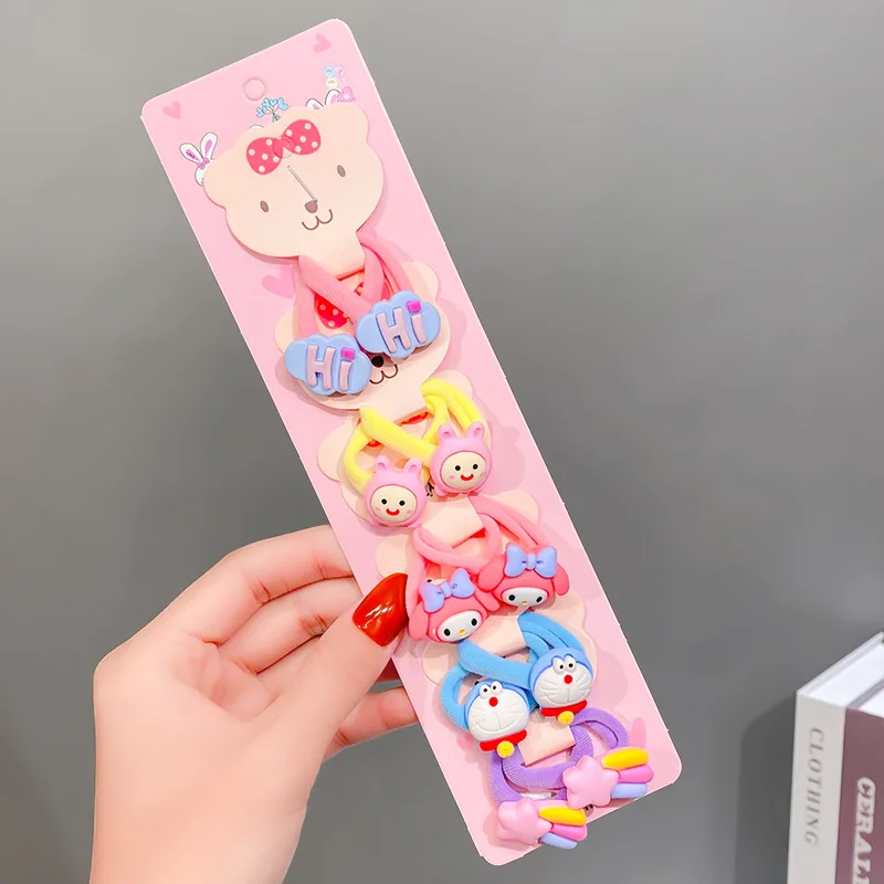 10Pcs/Set Cute Cartoon Elastic Hair Bands Girls Hair Accessories Children Ponytail Holder Scrunchie Kids Headband Ornaments Gift