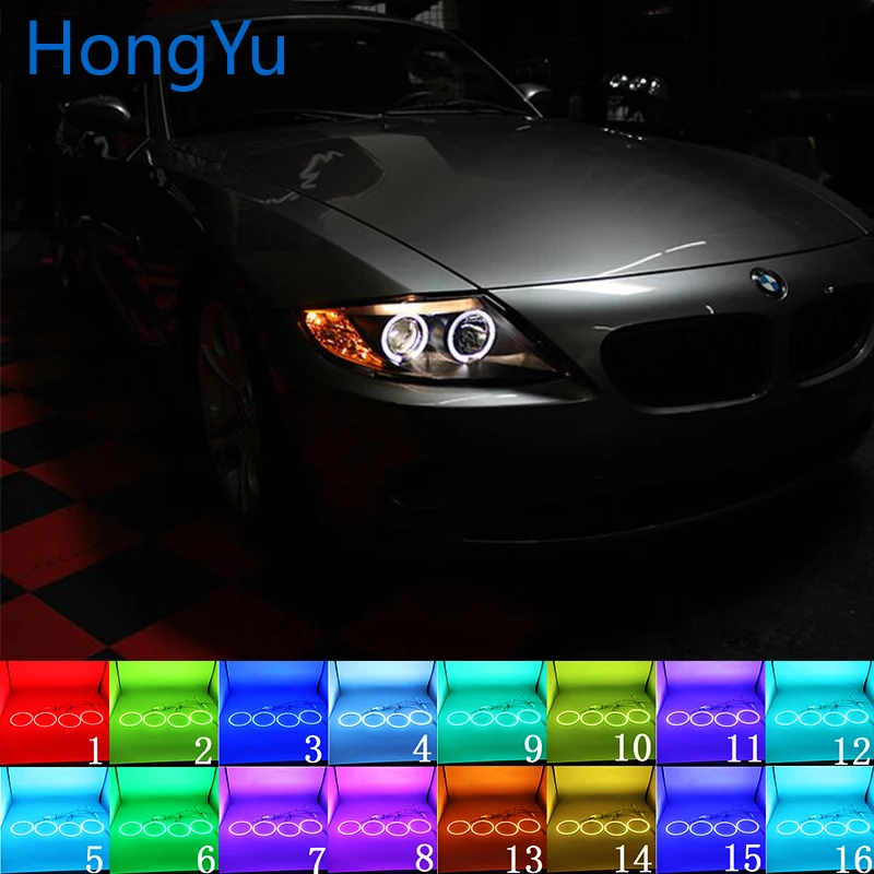 

Latest Headlight Multi-color RGB LED Angel Eyes Halo Ring Eye DRL RF Remote Control for BMW 2002-2008 Z4 E85 E86 Accessories