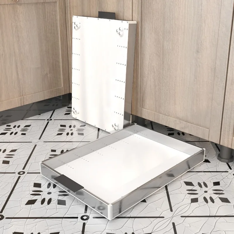 Rolling Under Cabinet Storage Tray with Wheels Toe Kick Drawer Organizer Box for Kitchen Corner Cabinet Durable Drop-Proof