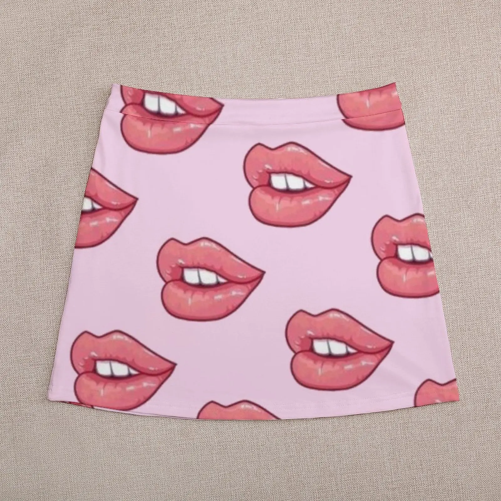 Cute Pink Lips Cartoon Design Mini Skirt dress clothes for woman new in dresses korean women's clothes