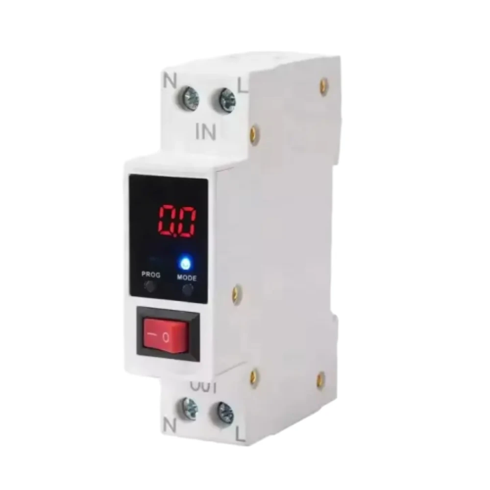 

220V 16A Digital Display Din Rail Adjustable Recovery Reconnect Over and Under Voltage Protector 1.5P Power Meter Protect Relay