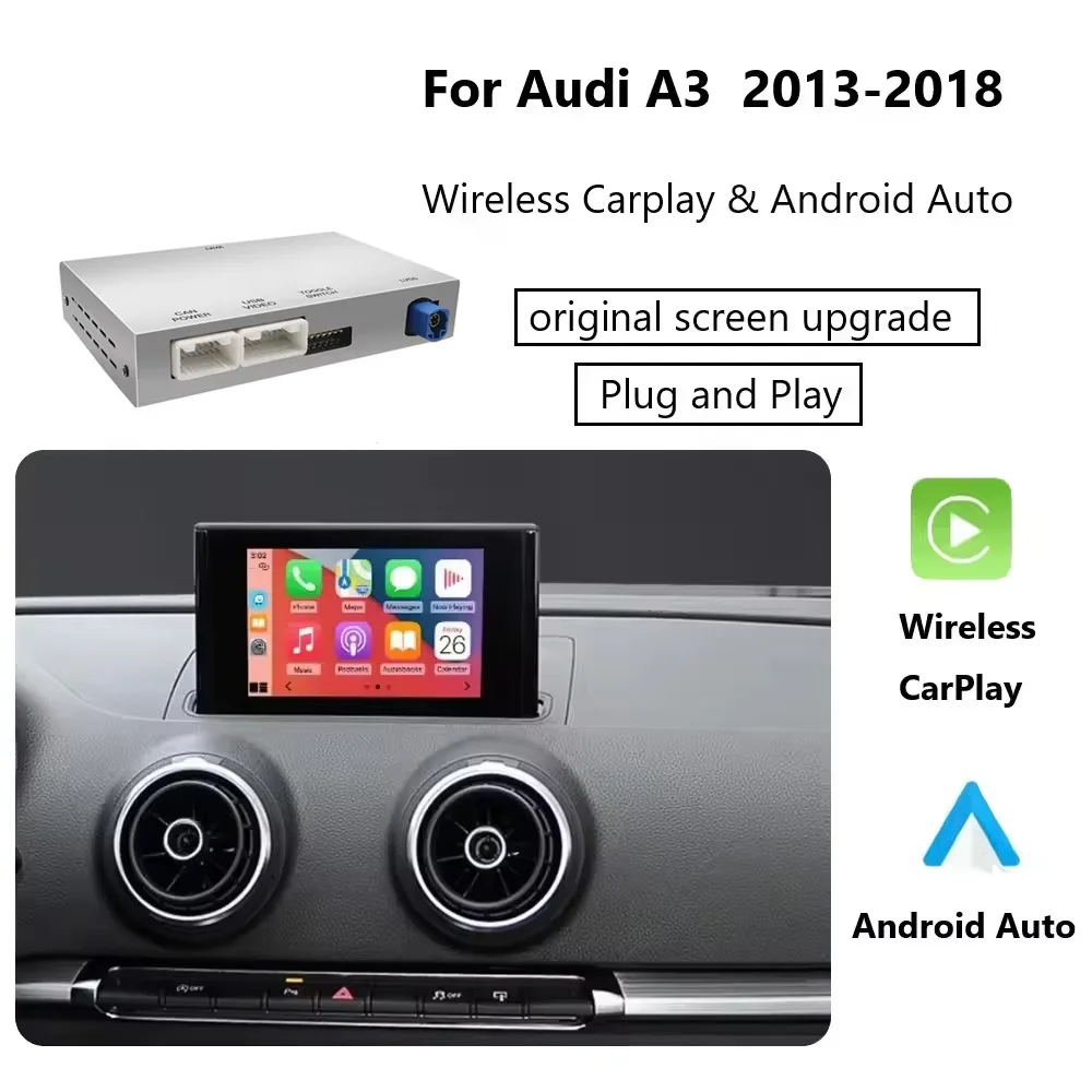AUTOABC Wireless CarPlay for Audi A3 S3 8V 2013-2018 Android Auto