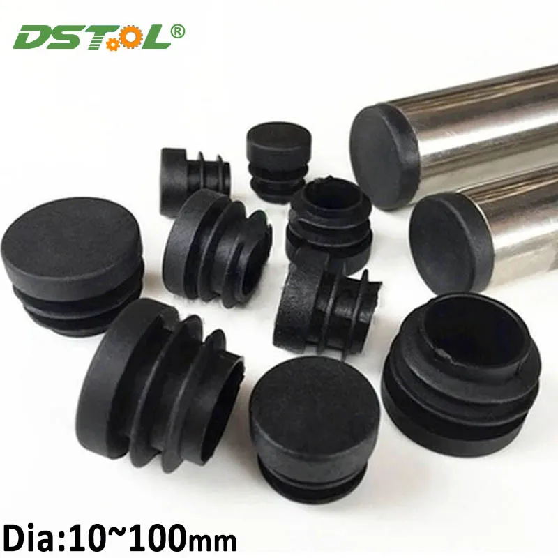 Preto redondo plástico Blanking End Cap, tubo de tubo insere Plug, Bung, Não-Slip, resistente ao desgaste, diâmetro 10mm, 12mm, 13mm, 14mm, 16mm, 19