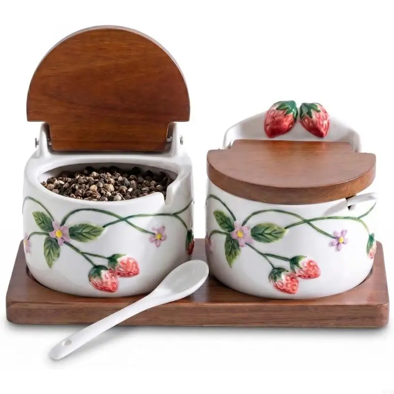 Seasoning Jar Set with 2 Similar Jars for Kitchen Counter and Dining Table Use, Shared Storage for Salt Sugar Pepper During 37JD