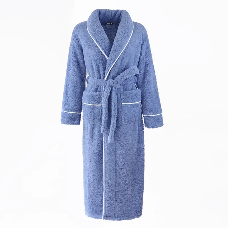 Autumn and Winter New Thick Comfortable Cotton Robe Men\'s Large Size Light Luxury Couple Bathrobe Women\'s Extended Pajama