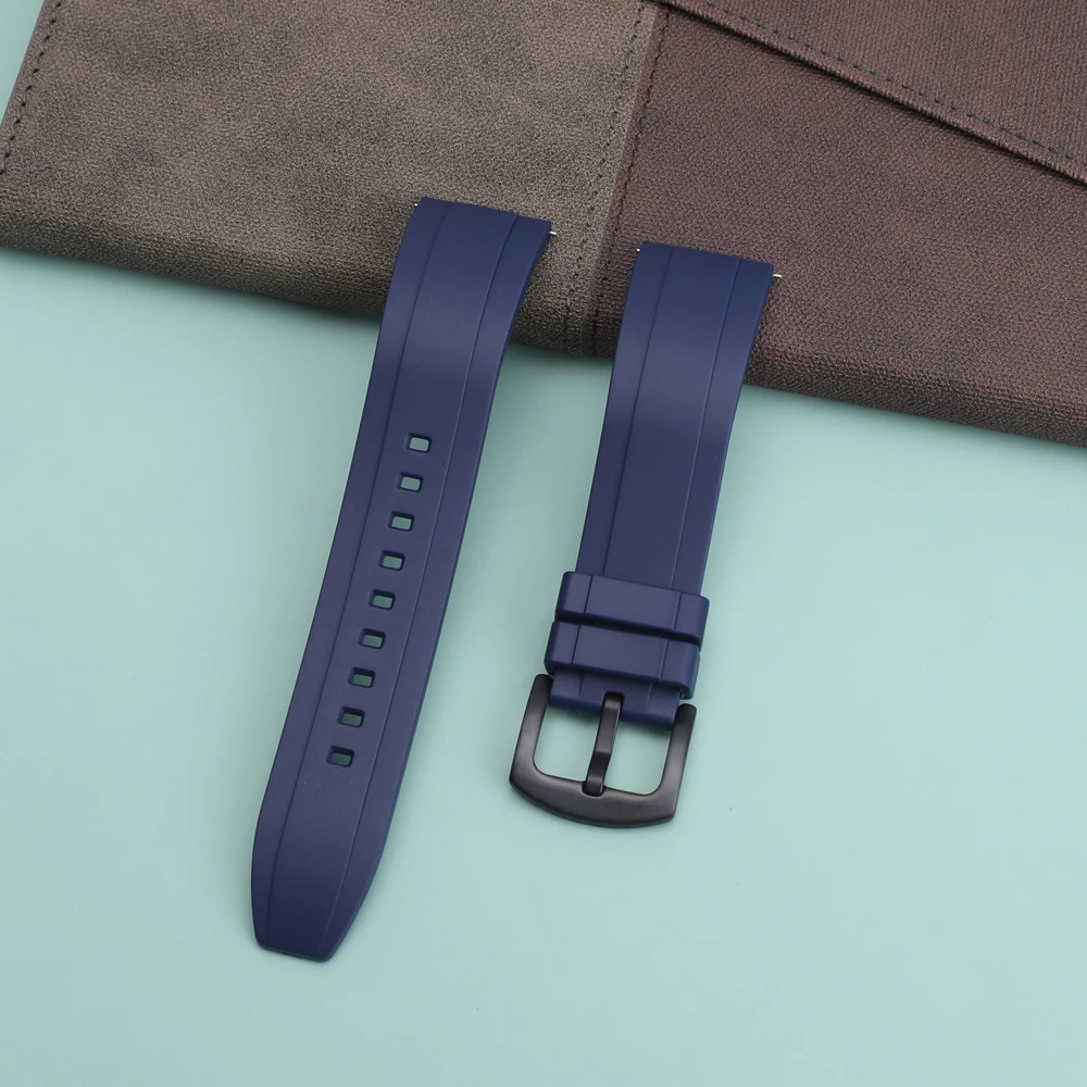 Quality Fluoro Rubber Watch Strap 18mm 19mm 20mm 21mm 22mm 24mm Sport Watchband Black Green Wristband With Quick Release Band
