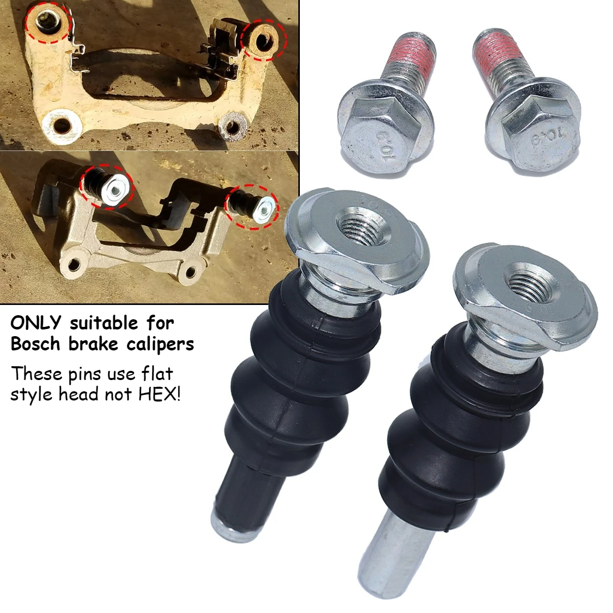 Front Brake Caliper Slider Guide Pin Bolt Kit For CItroen Nemo Peugeot 208 206 307 308 Left Right Disc Housing Bushing Boot Seal
