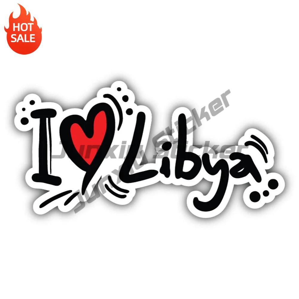 I Love Libya Slogan Vinyl Car Sticker Self Adhesive Decal For Rear Window And Travel Bag Exterior Decoration