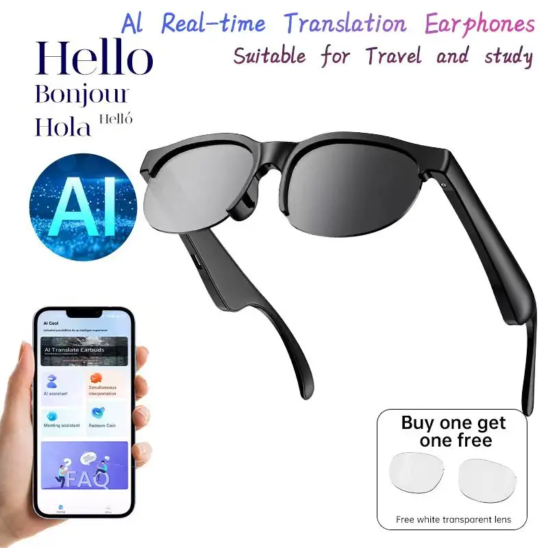 

Hot selling：Free OEM Outdoor Smart Sunglasses LED Battery Indicator UV Protection Music Wireless Sports Earphones Headphone AI S