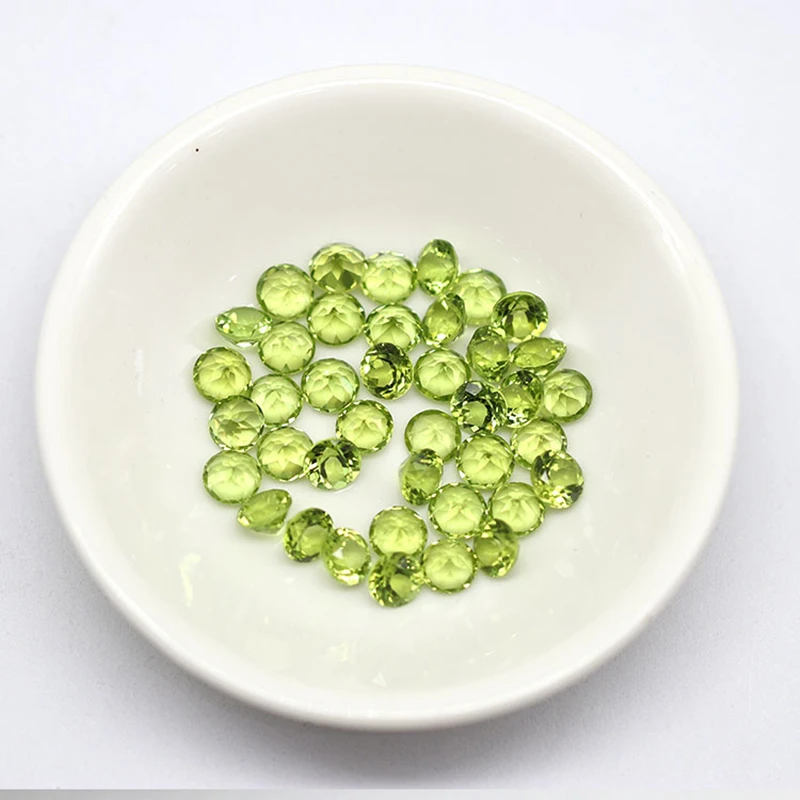 Factory Wholesale 100% Real Natural Circular Olivine Peridot Gemstone Loose Gems Diy Material for Jewelry