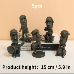 Moai Stone Statue Easter Island Simple Creative Desktop Home Decoration Resin Ornament Gifts Figures Toys Blind Box Mystery Box