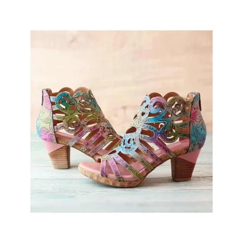 

Сандалии женские из натуральной кожи, с открытым носком, на квадратном каблуке 2023 см