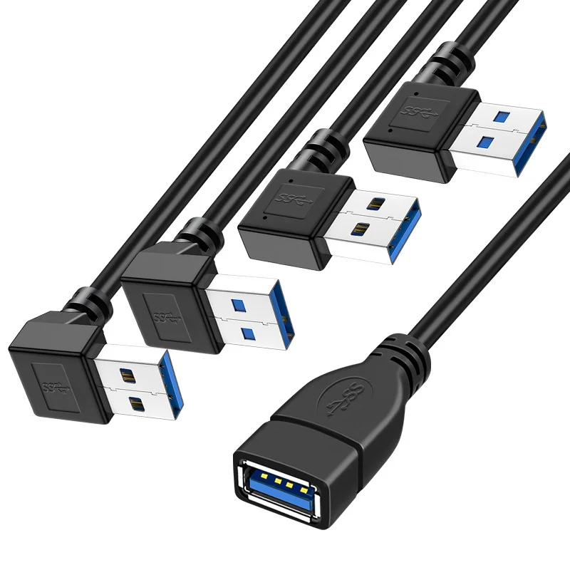 0.2 متر USB 3.0 تمديد كابل أعلى/أسفل/يسار/يمين زاوية USB ذكر إلى أنثى 5Gbps سلك بيانات لأجهزة الكمبيوتر المحمول لوحة المفاتيح الماوس الطابعة