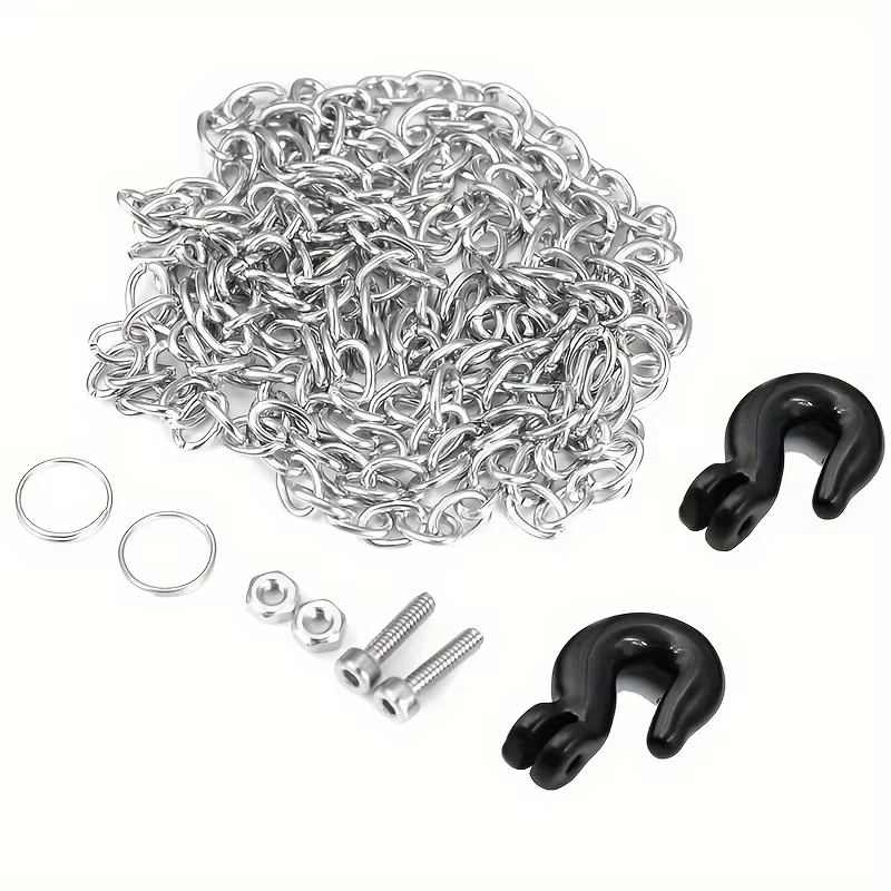 Heavy-Duty Metal Trailer Chain, RC Crawler Tow Chain for SCX10 TRX4 TRX6 D90 RC Climbing Car Decoration Upgrade Parts
