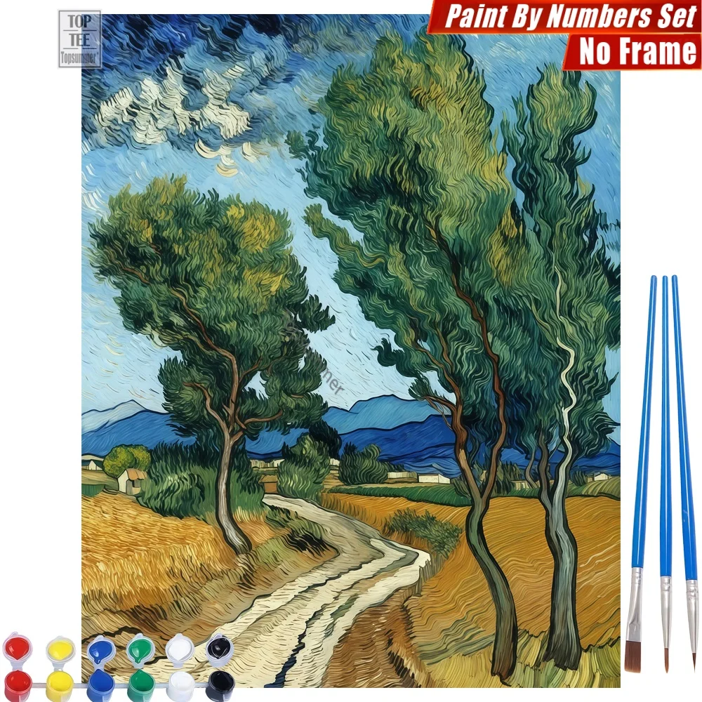 

Van Gogh Landscape Painting By Number Kit - Landscape Van Gogh Dynamic Artistic Activities Gift For Teacher Gift For Colleague