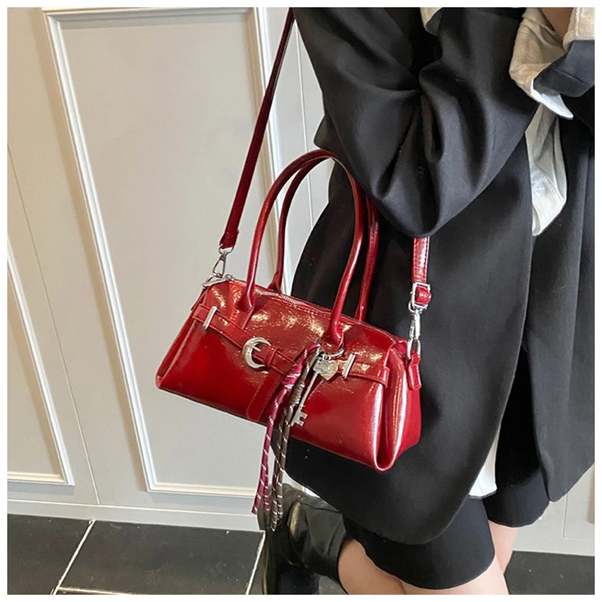 

Fashion Retro Women Handbag Solid Color Zipper Button Cross body Bag Korean Casual Versatile Texture Female Shoulder Bags