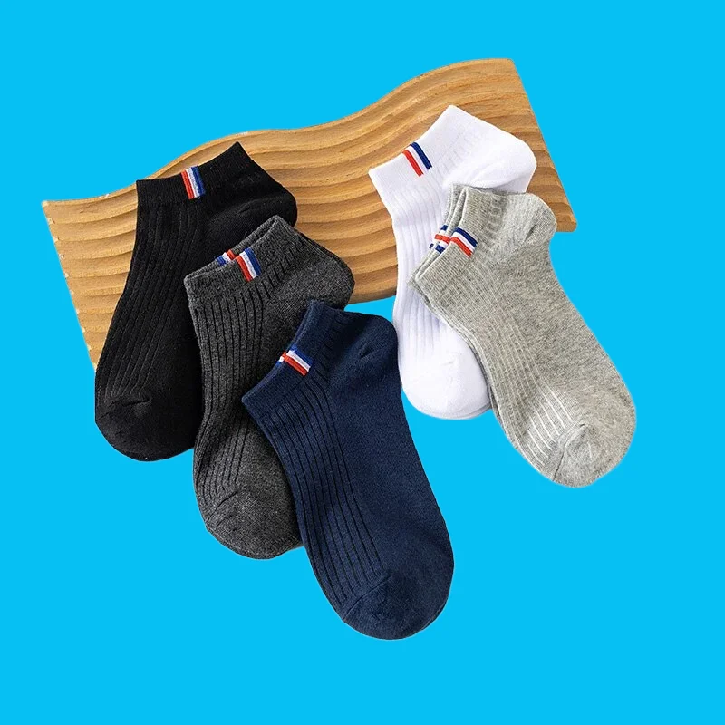 5/10 Pairs Breathable Sweat Deodorant Sports Ankle Socks Socks Soft Cotton Male Low Cut Sock High Quality Men's Solid Boat Socks