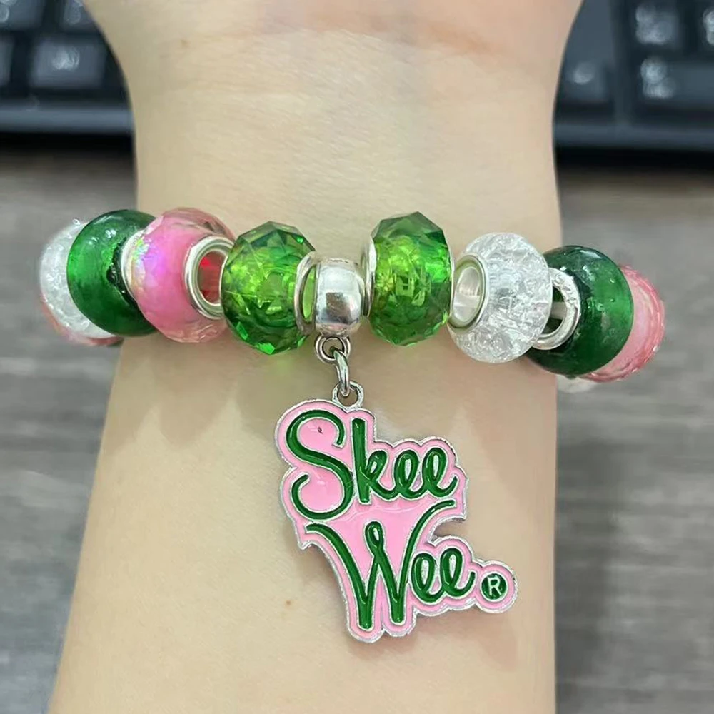 Greece Greek Pink Green Sorority Skee Wee Bangle Bracelet Jewelry
