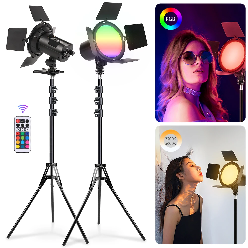 

RGB LED Video Light Dimmable 3200K-5600K Bi-Color Panel Light Photography Studio Lamp DSLR Fill Lighting With Tripod For Youtube