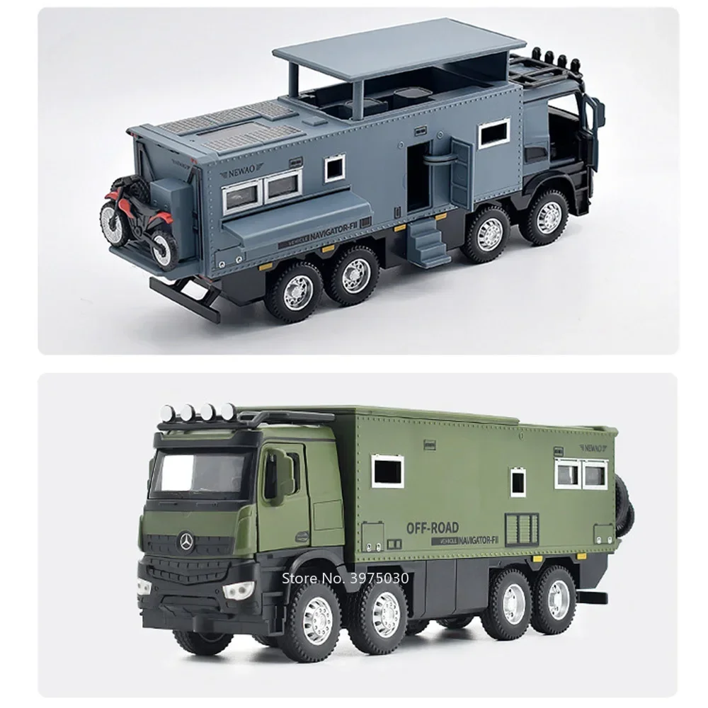 1/24 Benz Nomadism Off-road RV รถยนต์รุ่นของเล่นล้อดึงกลับยางยาง Light เพลงมอเตอร์บ้านเด็กตกแต่งของขวัญ