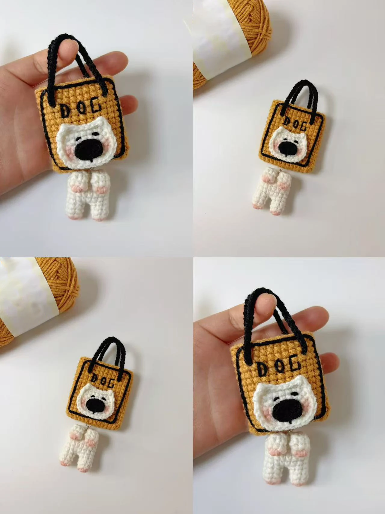 Handmade DIY Crochet Dog Bag Earphone Case Doll Keychain Pendant Yarn Material Kit for Boredom Crafting Accessories