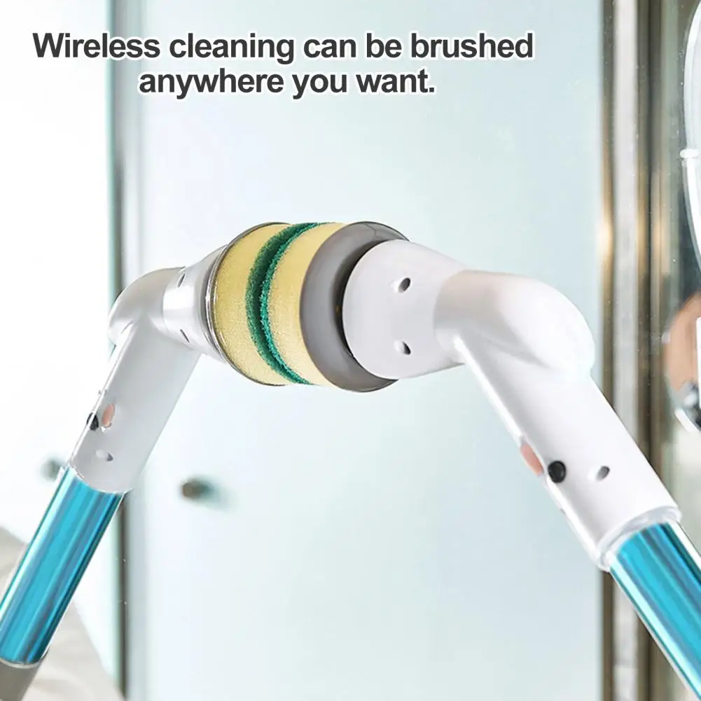 Cordless Electric Cleaning Brush With 4 Replaceable Heads Auto Spin Home Bathroom Floor Tile Window Cleaner Rotate Scrubber Tool