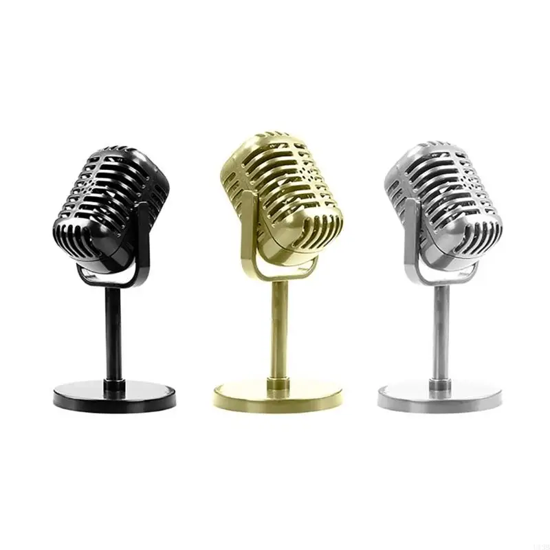 U13B Upgraded Retro Microphone Props Model Vintage Microphone Stage Table Decor Plastics Fake Microphone Antique Microphone