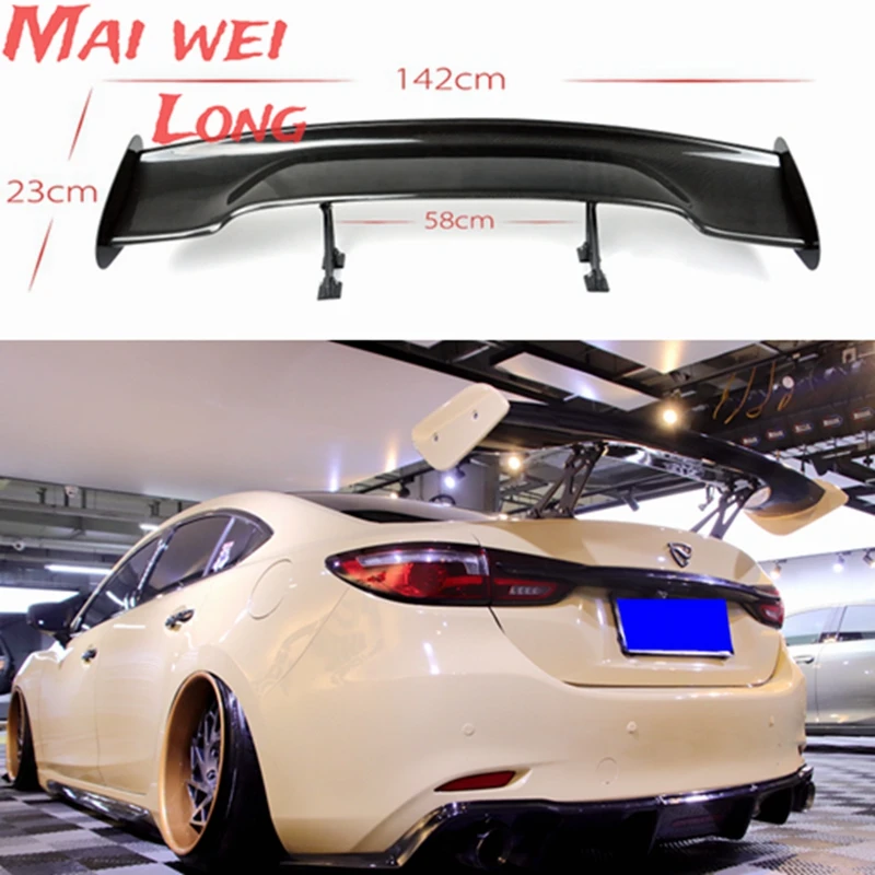 3d คาร์บอนไฟเบอร์รถสปอยเลอร์ด้านหลังสําหรับ Mazda 3 / mazda 6 Axela Atenza ซีดาน GT สไตล์โดย Ems