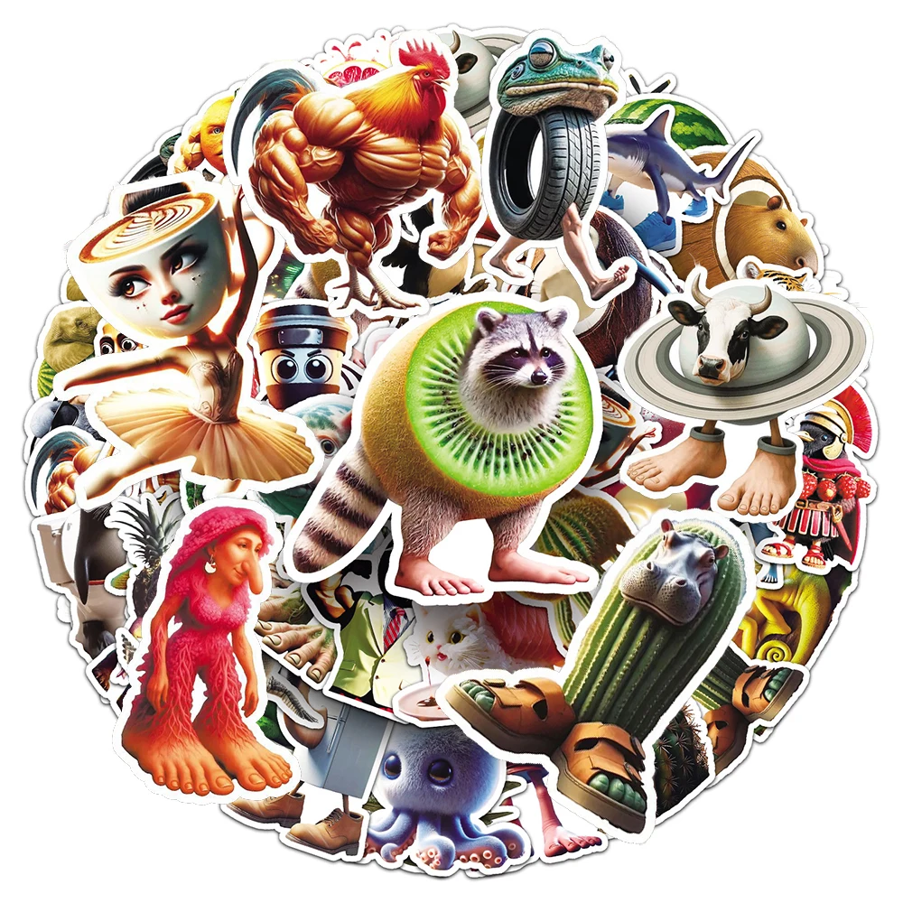 

10/30/50pcs Funny Animals Tung Tung Sahur Stickers Italian Brainrot Sticker Motorcycle Phone Laptop Cartoon Decals for Kids Toy