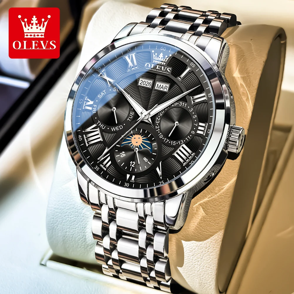 

OLEVS 6785 New Luxury Mens Watch Classic Moon Phase Automatic Mechanical Watch Classic Multifunctional Watches For Man