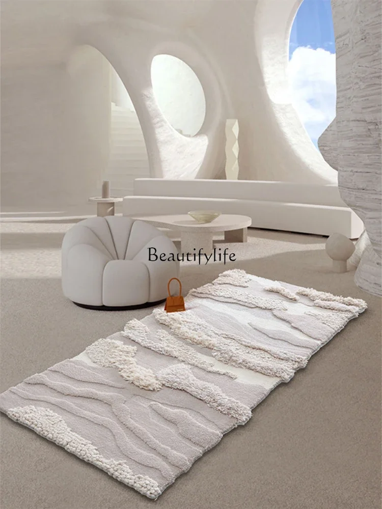 White Story Hand-woven Carpet Premium Wool Art Bedside Blanket